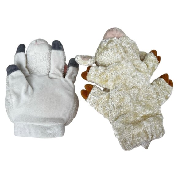 Set Of 2 Lamb Hand Puppets Plush Cal Toy & Unbranded Cream & White 11" & 9" - Picture 3 of 13